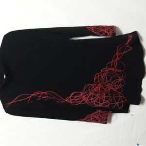 MICHEL RICHARD Black with Red Abstract Bohemian Gothcore Design Tunic